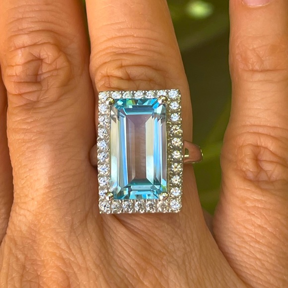 Huge blue quartz sterling silver ring - Picture 12 of 13